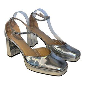 BP Fynn Ankle Strap Platform Pumps W13 M15 Chunky Metallic Shiny Drag Queen Heel